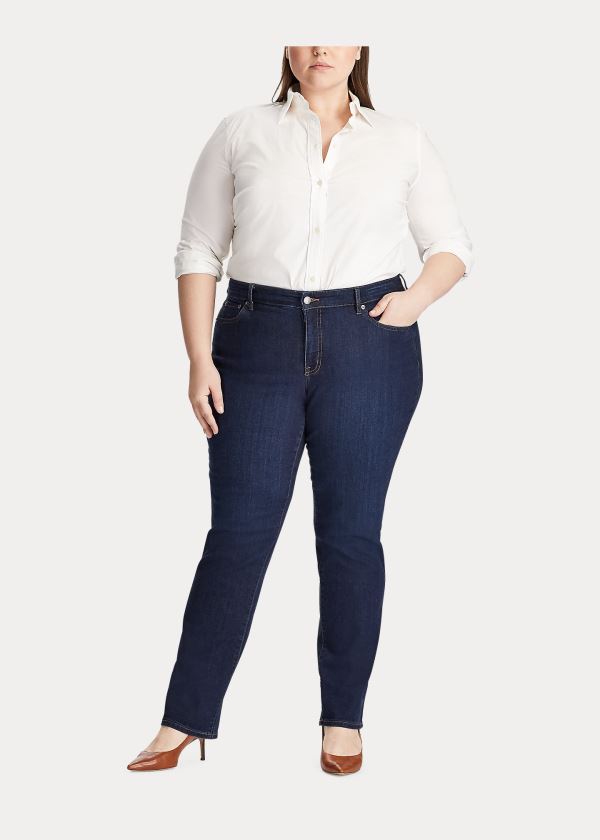 Calças De Ganga Ralph Lauren Modern Straight Curvy Mulher 36749-CDAV